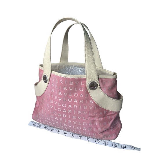 BVLGARI rare Zip top Pink Logomania vintage tote - fading/stains inside - Picture 4 of 12